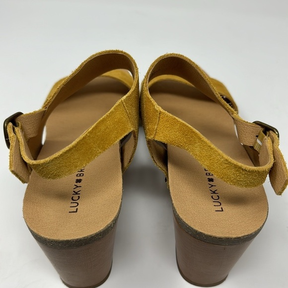 Brand New! Lucky 🍀 Brand Yellow Leather Heeled Sandals SIZE 8.5M/39 - Picture 12 of 13